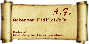 Ackerman Flórián névjegykártya